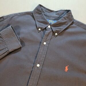 Polo Ralph Lauren Mens Button Down Shirt XL Navy Blue Classic Fit Preppy